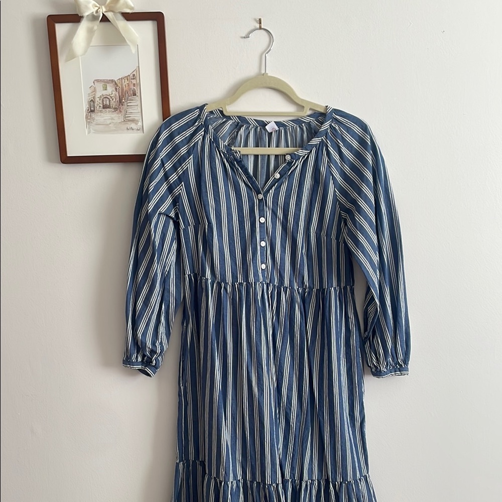 Blue Striped Button-Down Dress